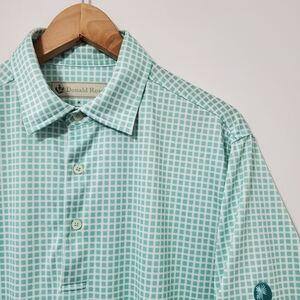 Donald Ross Golf Polo Shirt Mint White Checkered Medium